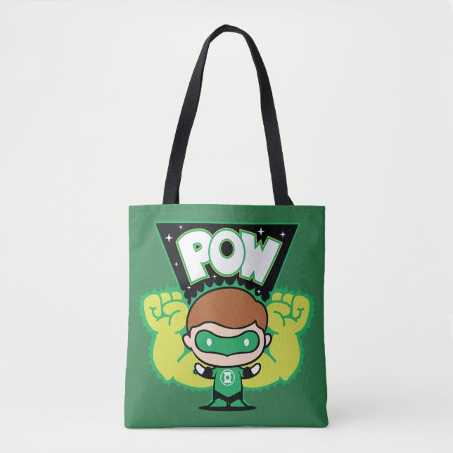 Bolso De Tela Chibi Green Lantern Formando puños gigantes (Anverso)