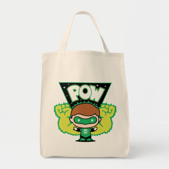 Bolso De Tela Chibi Green Lantern Formando puños gigantes (Frente)