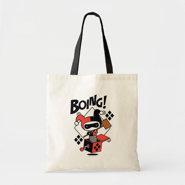 Bolso De Tela Chibi Harley-Quinn-In-A-Box Con Martillo (Frente)