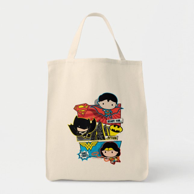 Bolso De Tela ¡Chibi Heroes Preparado Para La Acción! (Frente)