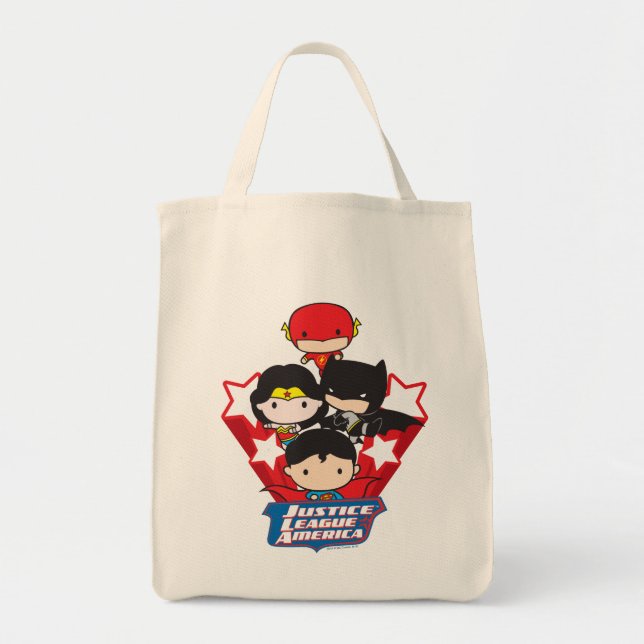 Bolso De Tela Chibi Justice League of America Stars (Frente)