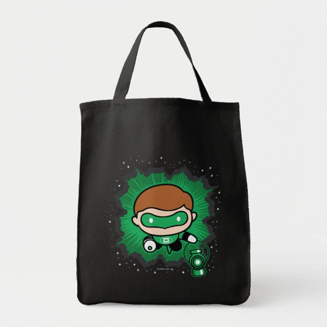 Bolso De Tela Chibi Linterna verde volando por el espacio (Frente)