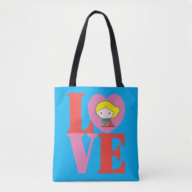 Bolso De Tela Chibi Supergirl LOVE (Anverso)