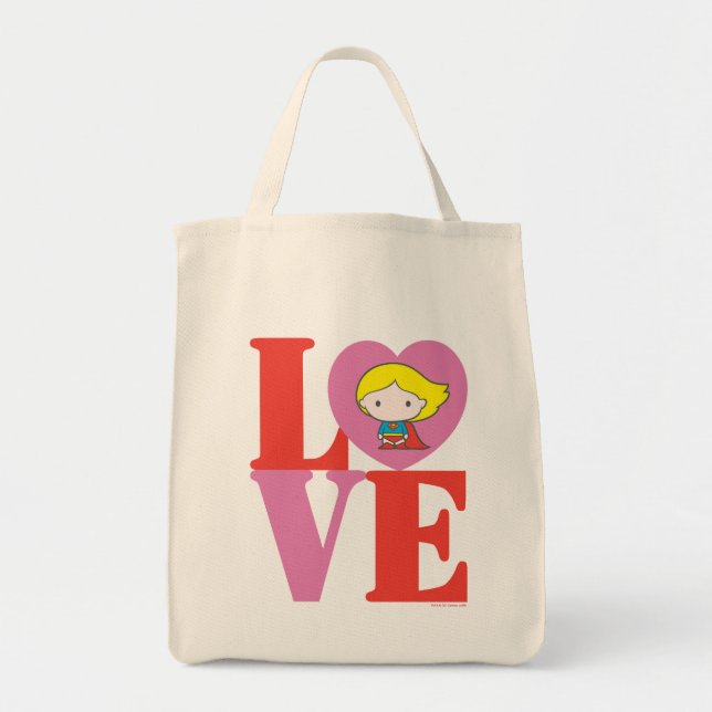 Bolso De Tela Chibi Supergirl LOVE (Frente)
