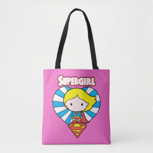 Bolso De Tela Chibi Supergirl Starburst Heart and Logo