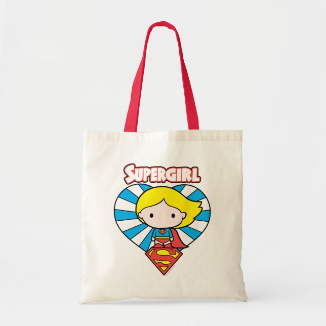 Bolso De Tela Chibi Supergirl Starburst Heart and Logo (Frente)
