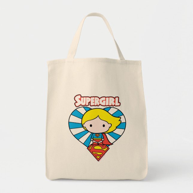 Bolso De Tela Chibi Supergirl Starburst Heart and Logo (Frente)