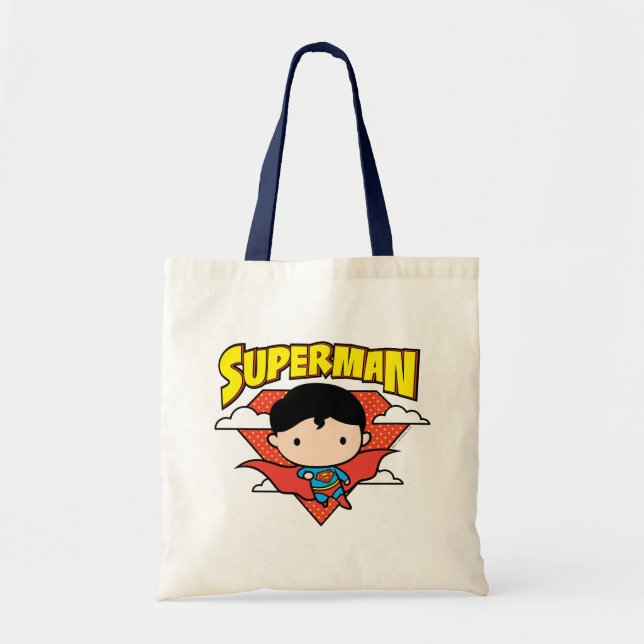 Bolso De Tela Chibi Superman Polka Dot Shield y Name (Frente)