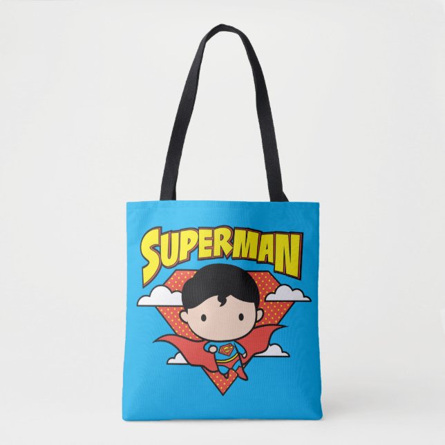 Bolso De Tela Chibi Superman Polka Dot Shield y Name (Anverso)