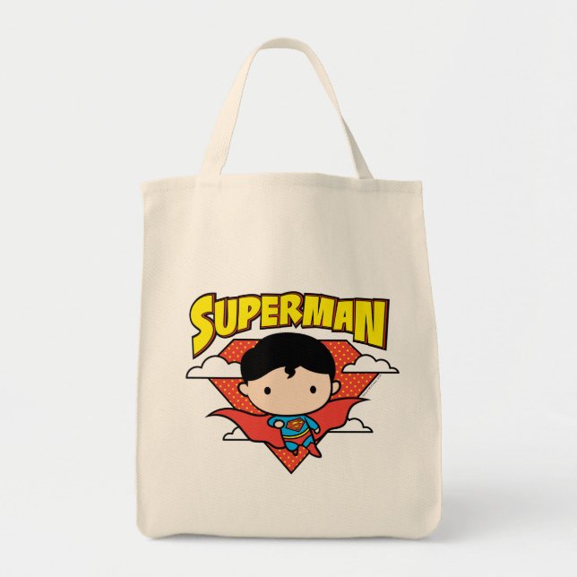 Bolso De Tela Chibi Superman Polka Dot Shield y Name (Frente)