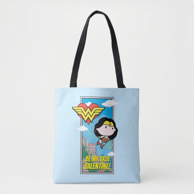 Bolso De Tela Chibi Wonder Woman - Dime La Verdad Valentine (Anverso)