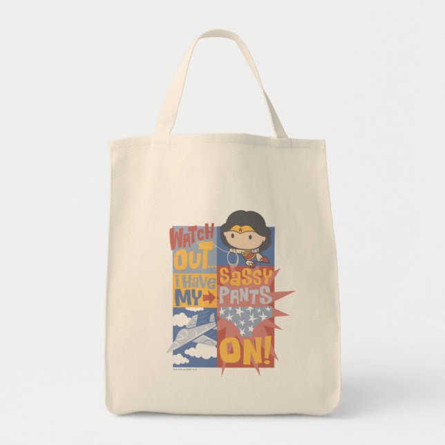 Bolso De Tela Chibi Wonder Woman | ¡Tengo Mis Pantalones De Pesc (Frente)