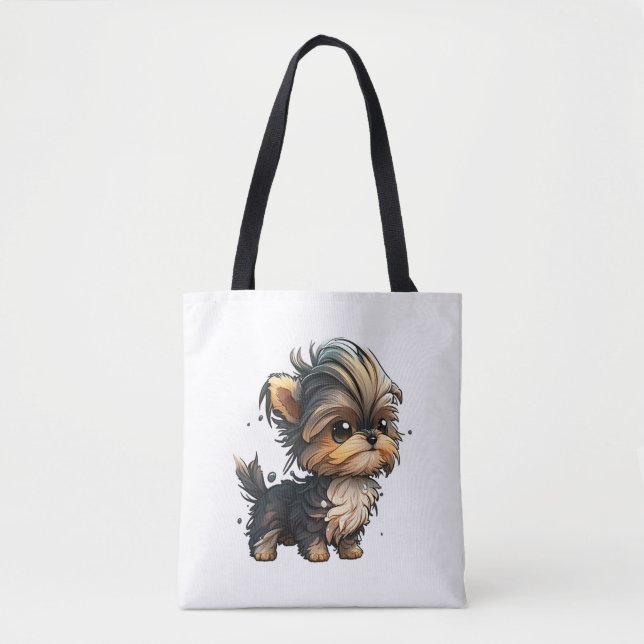 Bolso De Tela Chibi Yorkshire Terrier (Anverso)