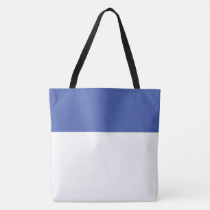 Bolso De Tela Chic Ancho Verano Azul Top Borde Raya En Blanco