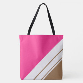 Bolso De Tela Chic Caramelo Rosa Mocha Blanco Rayas de Carreras 