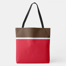 Bolso De Tela Chic Cocoa Marrón Blanco Bloque de Color Rojo Bril