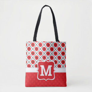 Bolso De Tela Chic Desgastado Rojo, Negro y Blanco Monograma de 