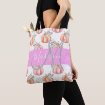 Chic Floral Blanco Rosa Melocotón Calabaza Monogra