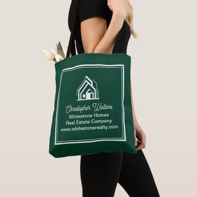 Bolso De Tela Chic Green Real Estate Company Customized Realtor (Detalle)