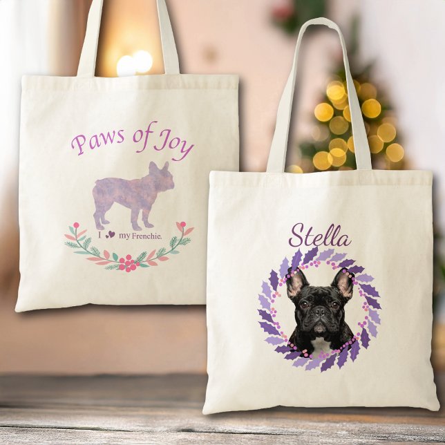 Bolso De Tela Chic Lavender French Bulldog | Custom Christmas (Subido por el creador)