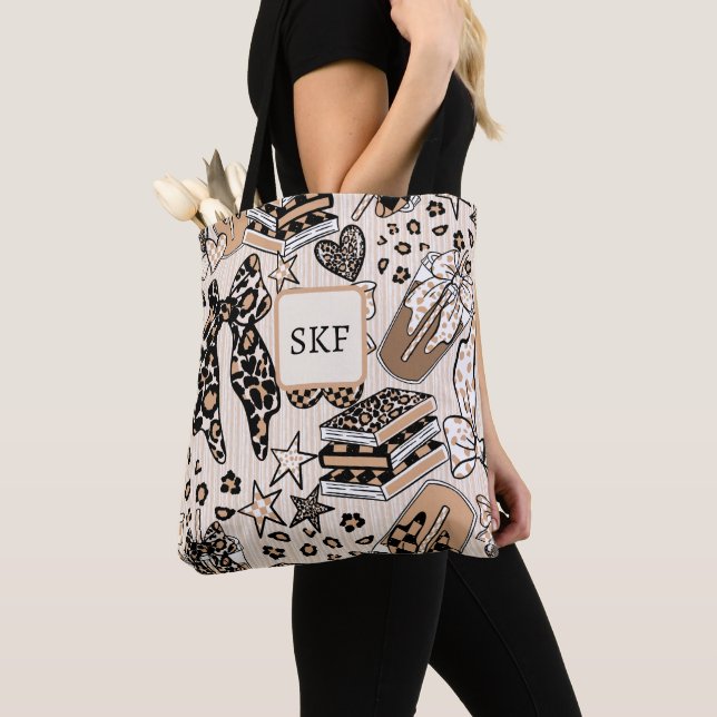 Bolso De Tela Chic Leopard Coffee Lover Tote Bag Earthtone (Detalle)