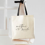 Bolso De Tela Chic Modern Mother of the Bride<br><div class="desc">Chic and modern calligraphy "mother of the bride" with the wedding date tote bag. Matching items in this collection.</div>