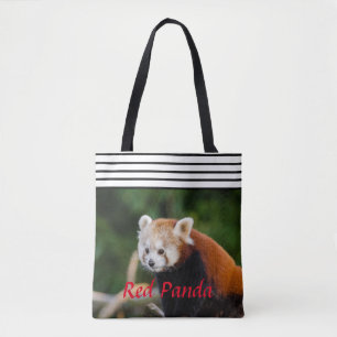 Bolso De Tela Chic Panda Rojo Rayado