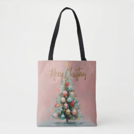 Bolso De Tela Chic Pastel Pink Christmas Tree Tote