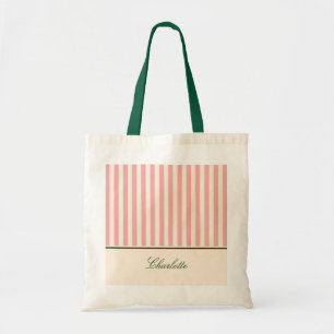 Bolso De Tela Chic Preppy Raya Rosa Pastel 