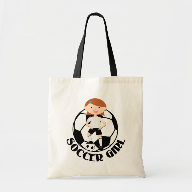 Bolso De Tela Chica 3 del fútbol y bola v2 blanco y negro (Frente)