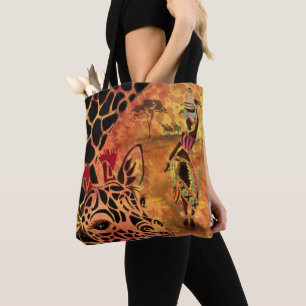 Bolso De Tela Chica africano y jirafa Tote Bag