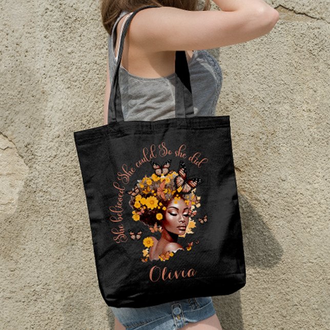 Bolso De Tela Chica afroamericana creía que podía (Subido por el creador)