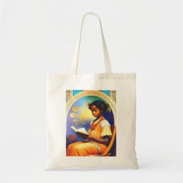 Bolso De Tela Chica afroamericano de arte nouveau leyendo un lib