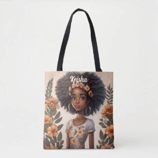 Bolso De Tela Chica afroamericano personalizado Tote Bag