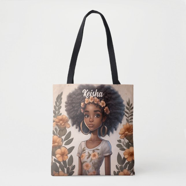 Bolso De Tela Chica afroamericano personalizado Tote Bag (Anverso)