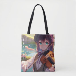 Bolso De Tela Chica anime jugando al violín personalizado