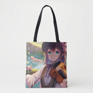 Bolso De Tela Chica anime jugando al violín personalizado