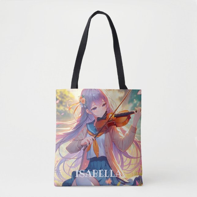 Bolso De Tela Chica anime jugando al violín personalizado (Anverso)