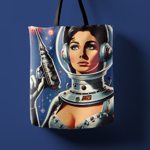 Bolso De Tela Chica Astronauta de Ciencia Ficción Vintage