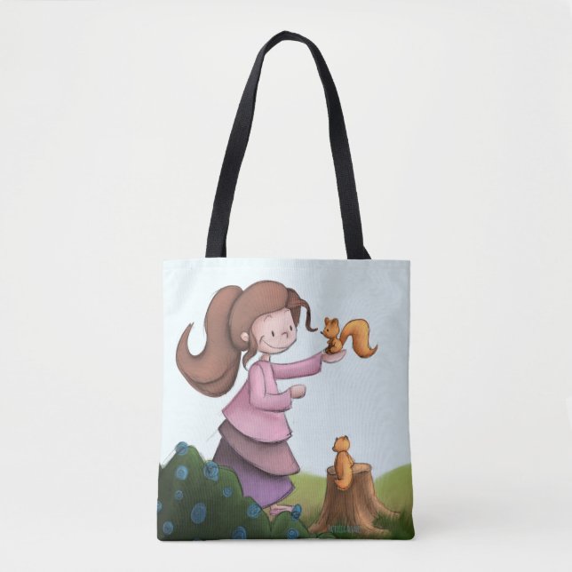 Bolso De Tela Chica capricho con el bosque de Squirrel (Anverso)