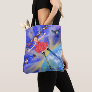 Bolso De Tela Chica con Aves Tote Bag Fantasía