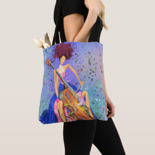 Bolso De Tela Chica con Cello Musical Tote Bag Fantastic Melody