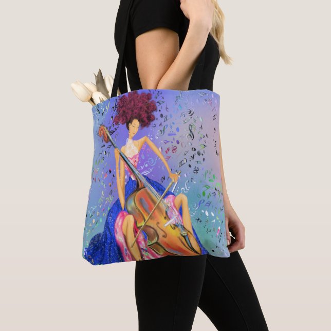 Bolso De Tela Chica con Cello Musical Tote Bag Fantastic Melody (Detalle)