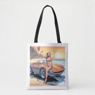Bolso De Tela Chica con coche deportivo