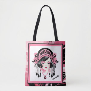 Bolso De Tela Chica con cuentas rosadas Art Deco