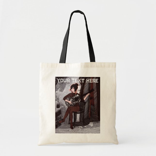 Bolso De Tela Chica con guitarra  (Frente)
