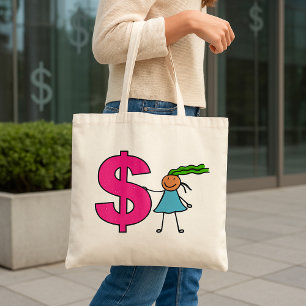 Bolso De Tela Chica Con Rótulo De Dólar