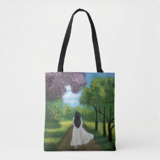 Bolso De Tela Chica con vestido blanco