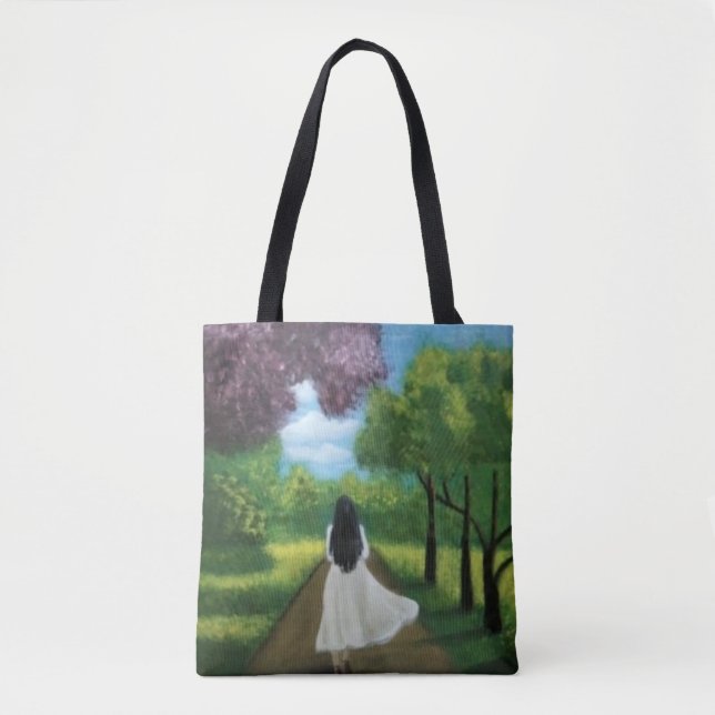 Bolso De Tela Chica con vestido blanco (Anverso)
