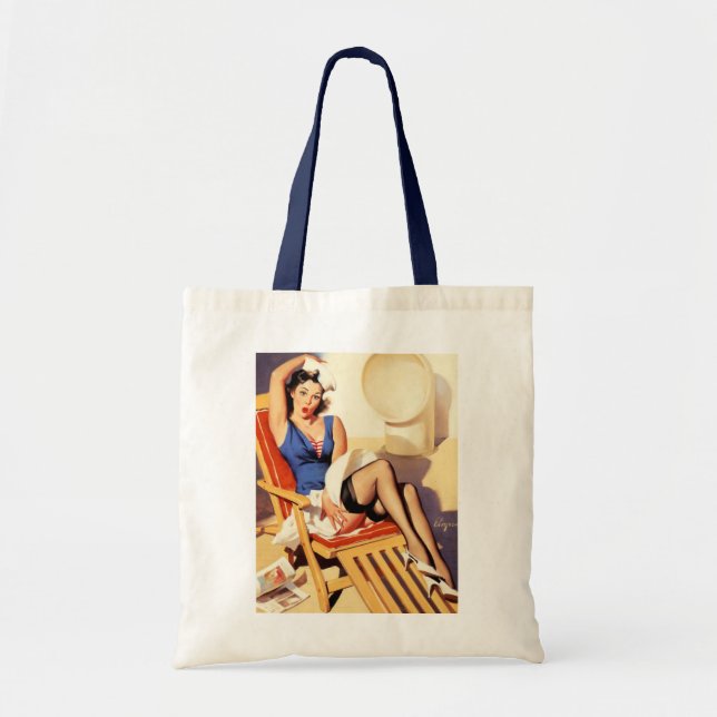 Bolso De Tela Chica de anclaje retro de barco de crucero Elvgren (Frente)